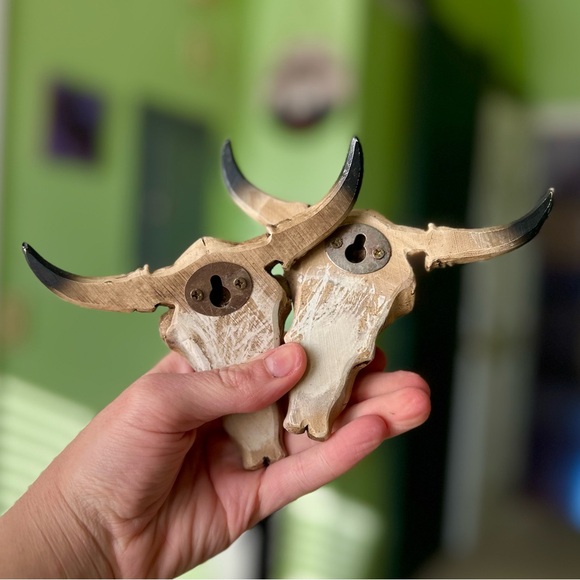 Rustic Cottagecore Animal Faux Skull Skeleton Textured Wall Farm Decor Art x2 - Picture 5 of 10